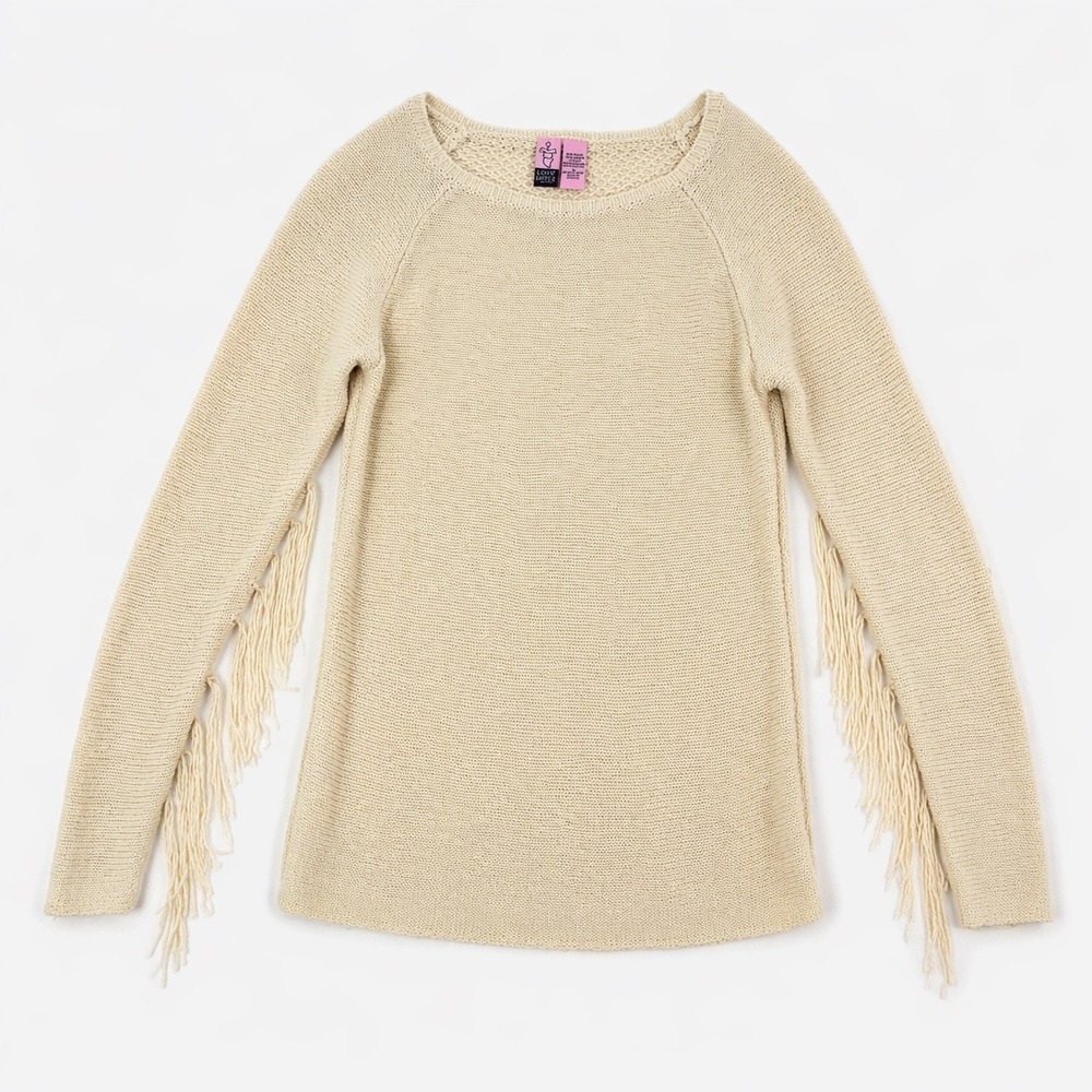 Love On A Hanger Fringe Sweater Womens Small Cream Boho Crochet
Festival Western